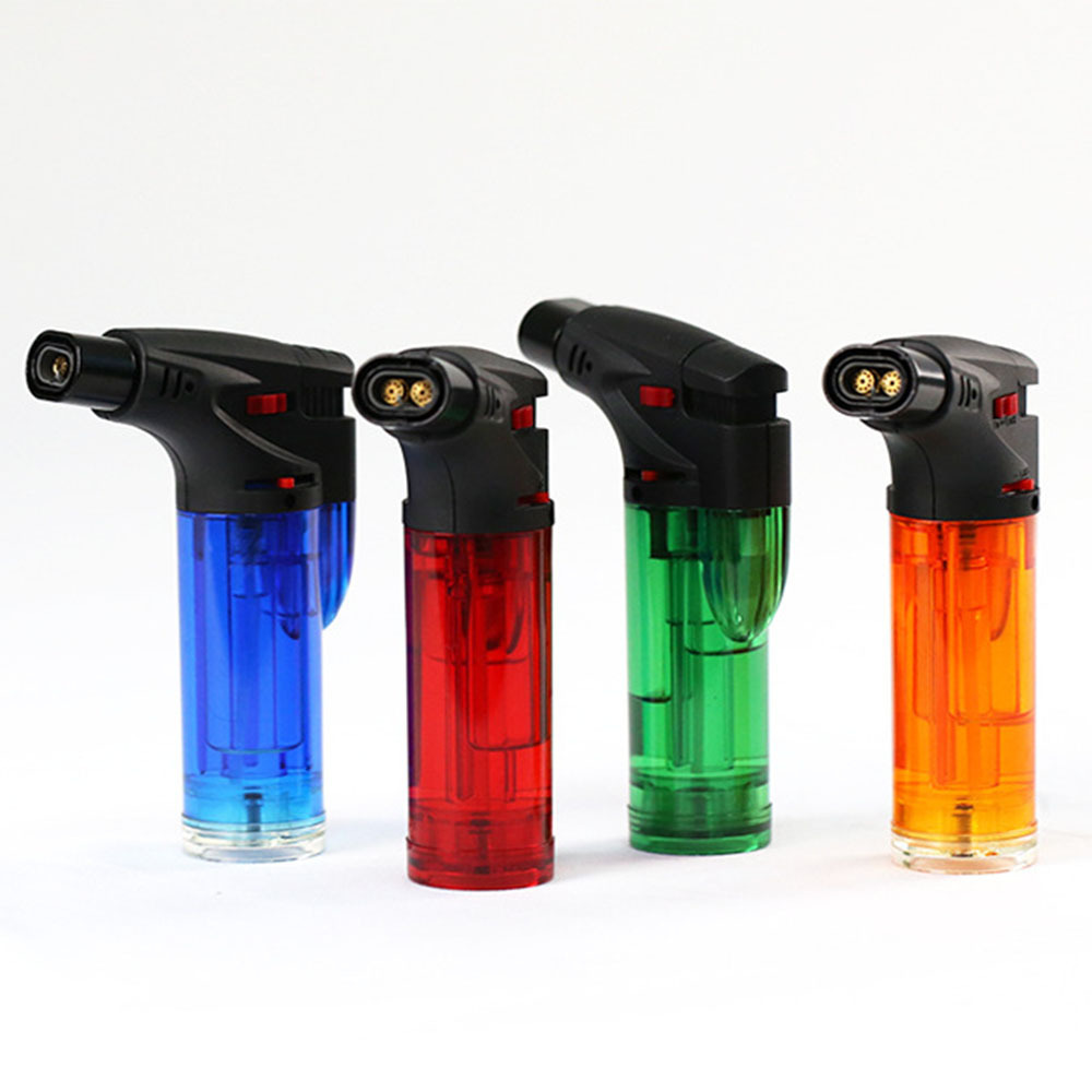 Plastic torch lighter for cooking dual jet flame for kitchen cheap gas lighter