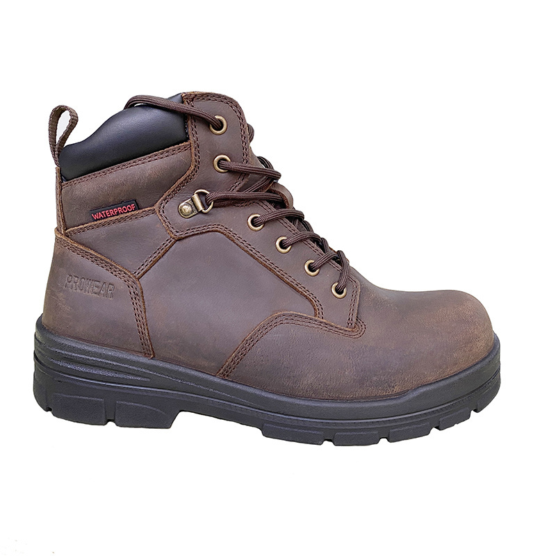 Sunland steel toe anti static safety shoes boots with steel toe cap worker safety woodland shoes for men leather high ankle