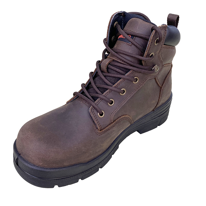 Sunland steel toe anti static safety shoes boots with steel toe cap worker safety woodland shoes for men leather high ankle