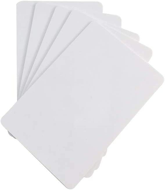 CR80 Size 125KHz ISO7816 RFID TK4100 blank white PVC card with overlay film for thermal printer