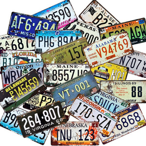 Old Style Metal Embossed Number License Plate Vintage Souvenirs Decorate Hanging License Plates Car Accessories License Plate