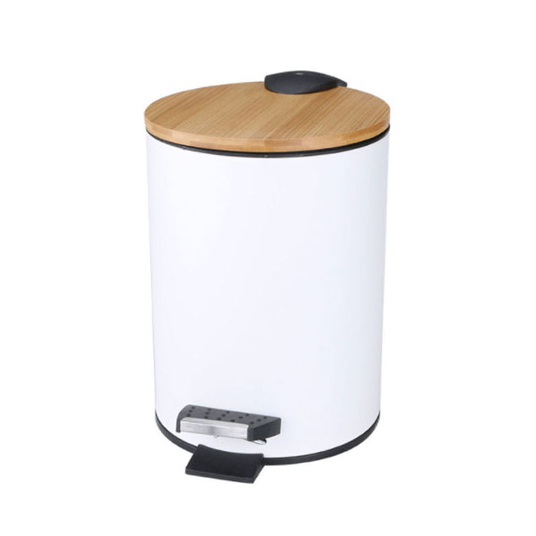 3L 5L 7L Household Round Trash Can Waste Bin Pedal Bin With Bamboo Lid