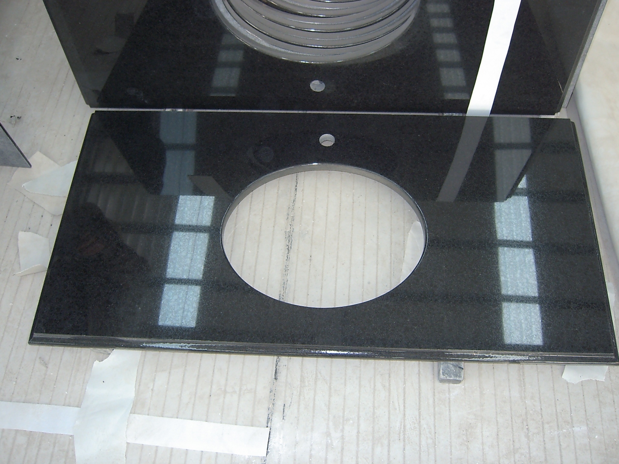 prefab double sink vanity top Shanxi Black Granite Vanity Top