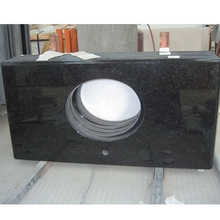 Prefab Cheap Black Galaxy granite vanity tops synthetic kitchen countertops