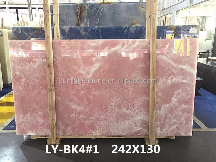 Polished natural light pink onyx rose  pink marble purple onyx stone slab