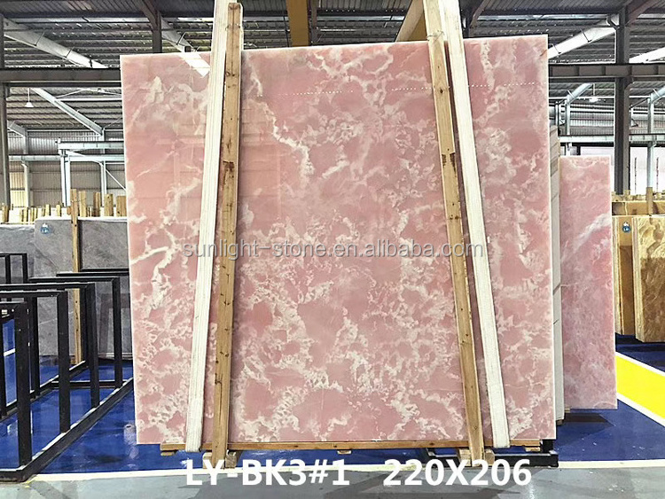 Polished natural light pink onyx rose  pink marble purple onyx stone slab