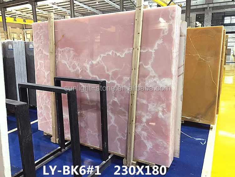 Polished natural light pink onyx rose  pink marble purple onyx stone slab