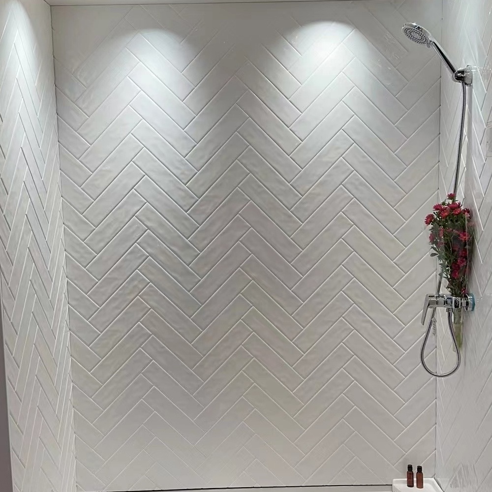 Hot Sell Herringbone Artificial Stone Cultured Marble Shower Surround Bathroom Tub Shower Surround Walls Panelsr Panel