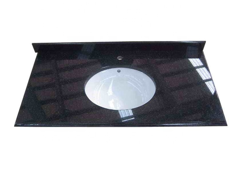 Prefab Cheap Black Galaxy granite vanity tops synthetic kitchen countertops