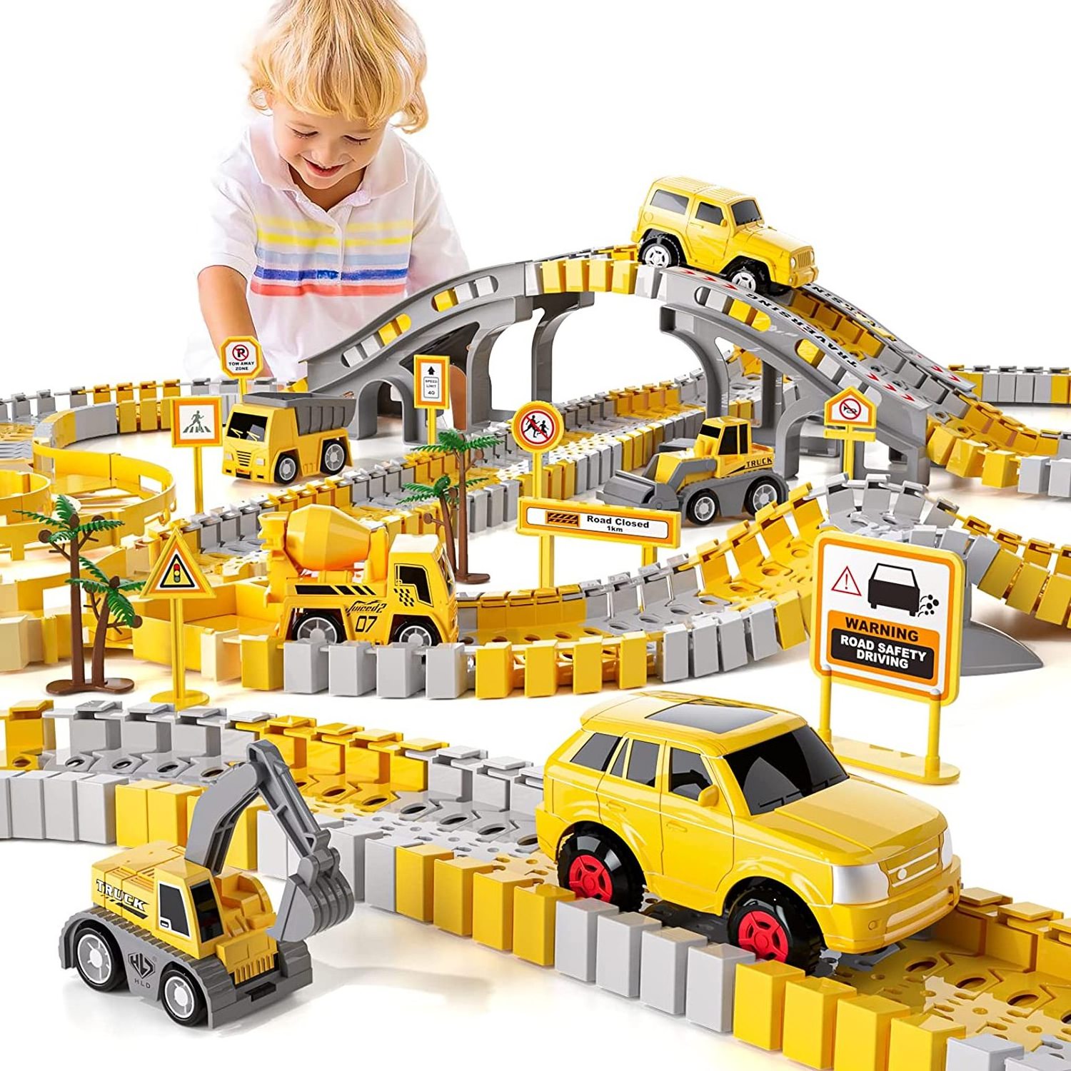 Custom Amazon Hot Construction Race Tracks with Electric Engineering Car Kids Track Play Set Electric Track Toys For Boys