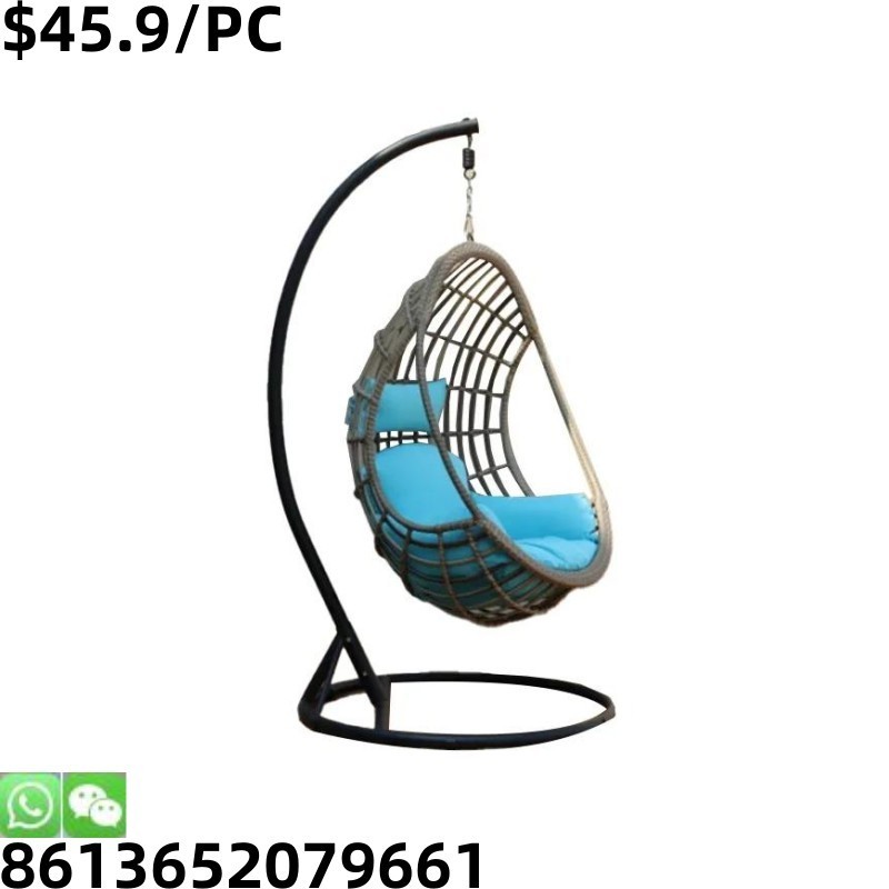 Wholesale Garden Hanging Egg PE Rattan Metal Stand Swing Chair