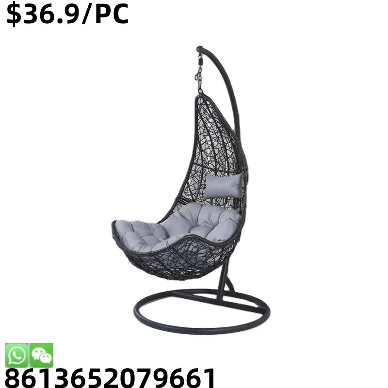 Wholesale Garden Hanging Egg PE Rattan Metal Stand Swing Chair