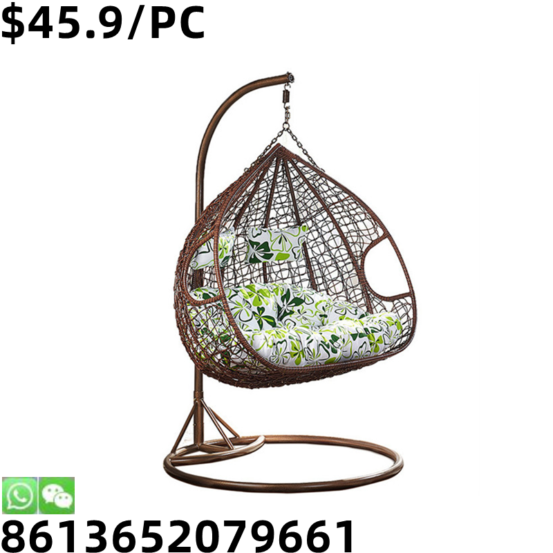 Luxury PE Rattan Patio Leisure Double Swing Chair With Stand