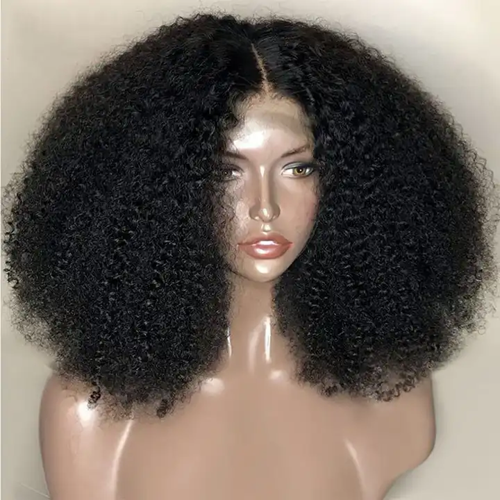 Afro Mongolian Kinky Curly Human Hair Wigs 13x4 Lace Front Wig Sunlight Natural Pre Plucked Remy Hair Lace Wigs For Black Women