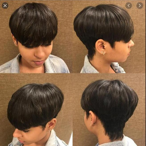 2023 Wholesale New bowl cut pixie wig brazilian indian  cuticle aligned raw human hair mushroom short bob wig