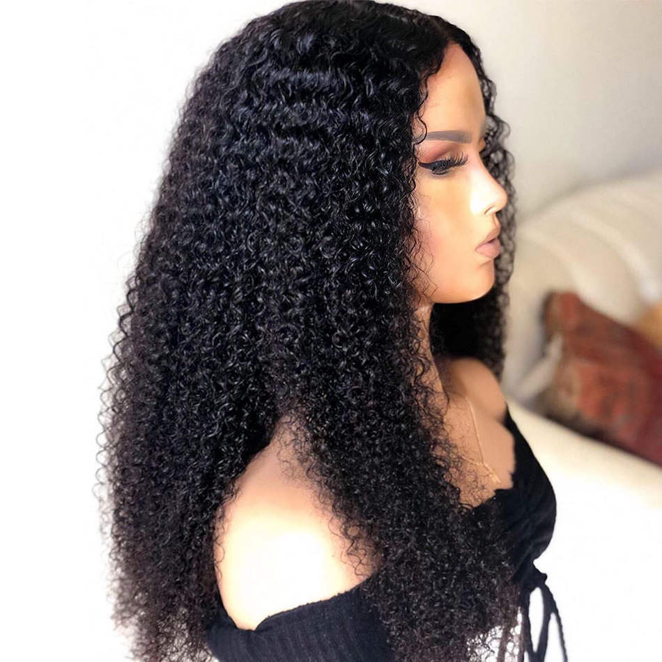 Afro Mongolian Kinky Curly Human Hair Wigs 13x4 Lace Front Wig Sunlight Natural Pre Plucked Remy Hair Lace Wigs For Black Women