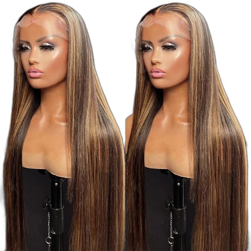 Transparent Hd Lace Frontal Wigs Human Hair Lace Front Ombre Highlighted Piano Color Straight Virgin Human Hair Wigs