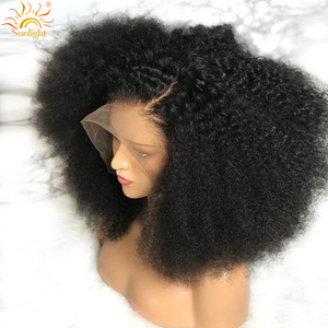 Free sample Afro Kinky Curly Wig 13x4 Pre Plucked Lace Wigs 150% Density Peruvian Remy Lace Front Human Hair Wigs For Women