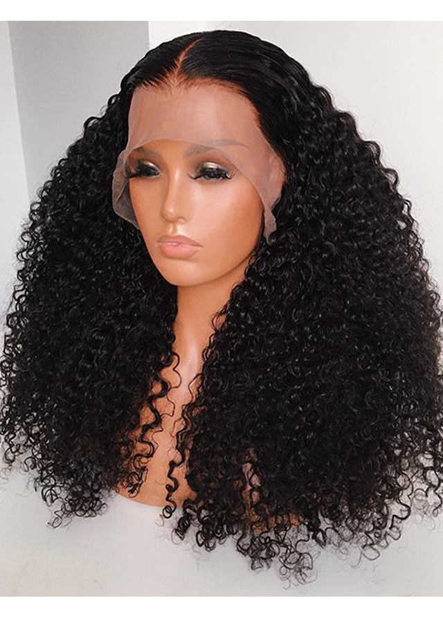 Afro Mongolian Kinky Curly Human Hair Wigs 13x4 Lace Front Wig Sunlight Natural Pre Plucked Remy Hair Lace Wigs For Black Women