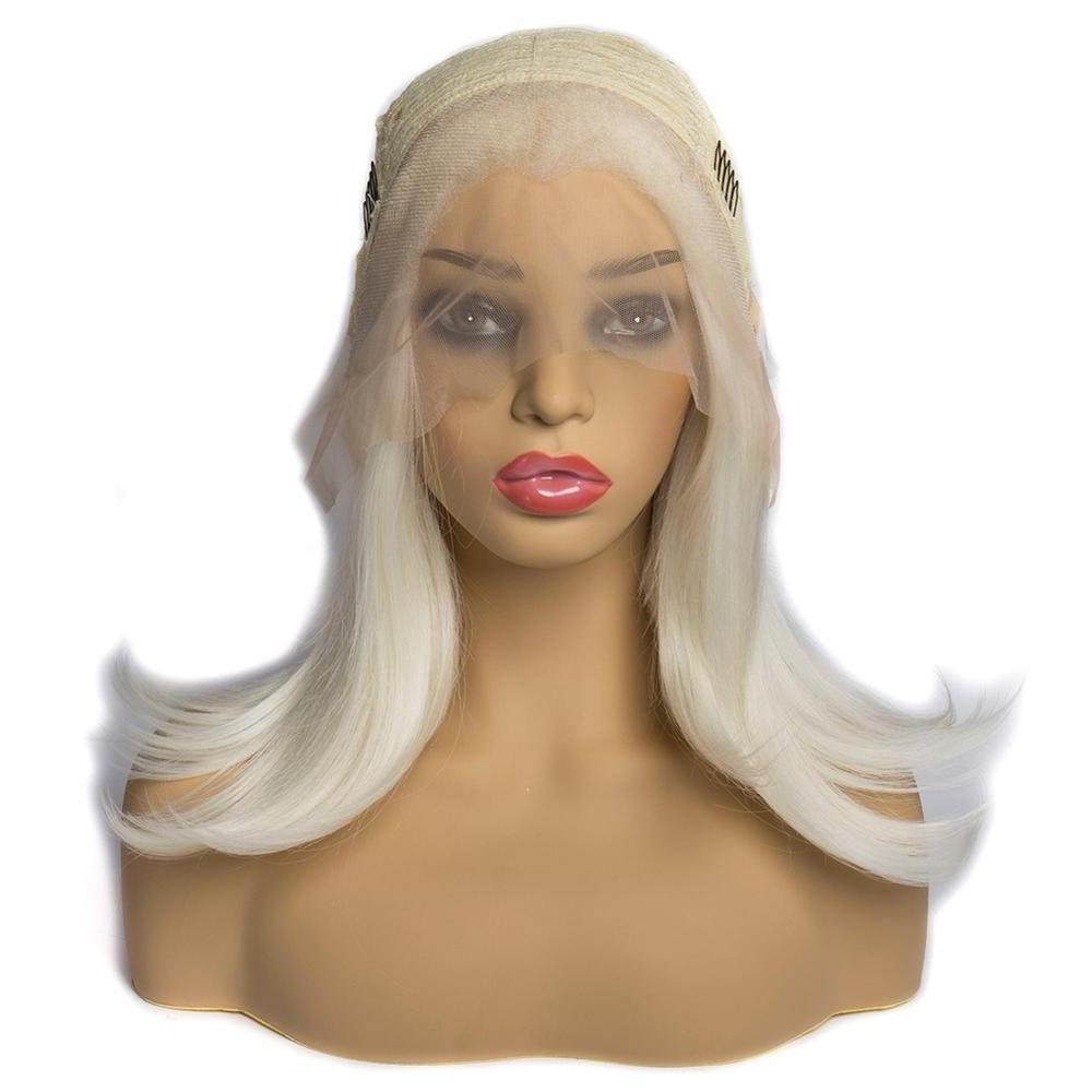 613 Blonde Short Bob premium synthetic wig Glueless Straight Middle Part Hair Wigs Synthetic lace front wig fiber hair