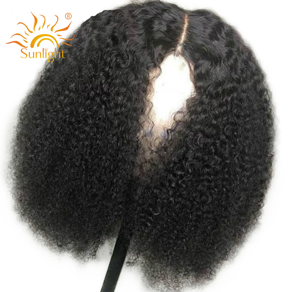 Afro Mongolian Kinky Curly Human Hair Wigs 13x4 Lace Front Wig Sunlight Natural Pre Plucked Remy Hair Lace Wigs For Black Women