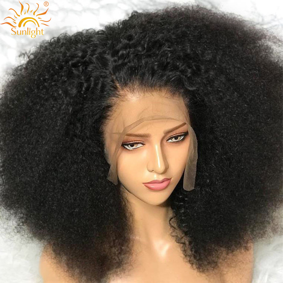 Free sample Afro Kinky Curly Wig 13x4 Pre Plucked Lace Wigs 150% Density Peruvian Remy Lace Front Human Hair Wigs For Women