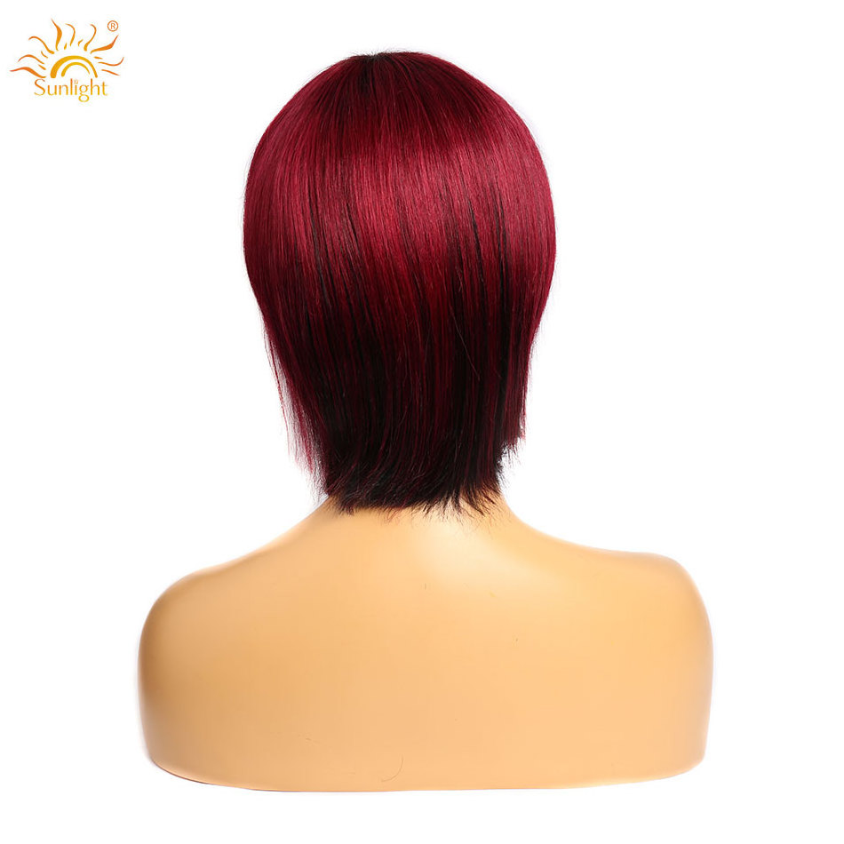 Wholesale Human Hair Wigs Straight Short Bob Wig With Bangs For Black Women Burgundy Color Brazilian Bang Wigs