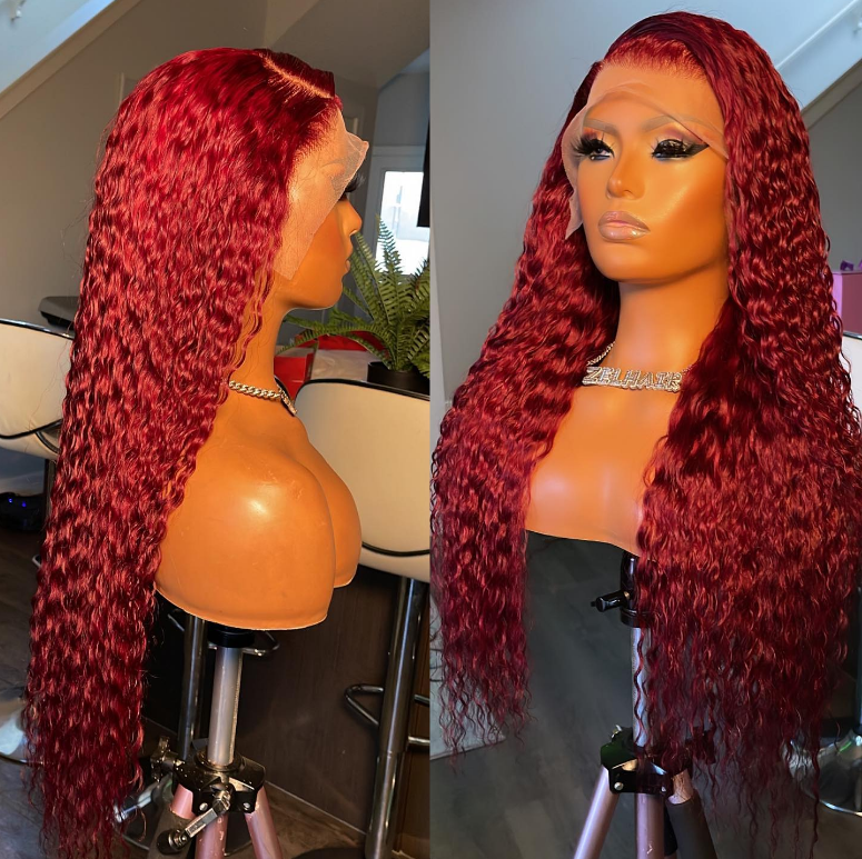 180% 250% water wave 350 Orange Human Hair Wig Ginger Colored Human Hair Wigs transparent frontal lace for black beauty women