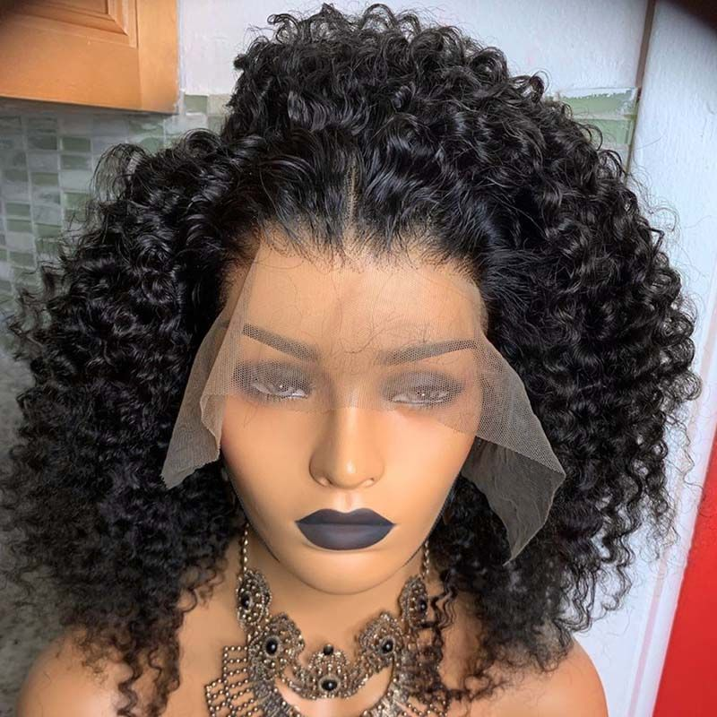 Afro Mongolian Kinky Curly Human Hair Wigs 13x4 Lace Front Wig Sunlight Natural Pre Plucked Remy Hair Lace Wigs For Black Women