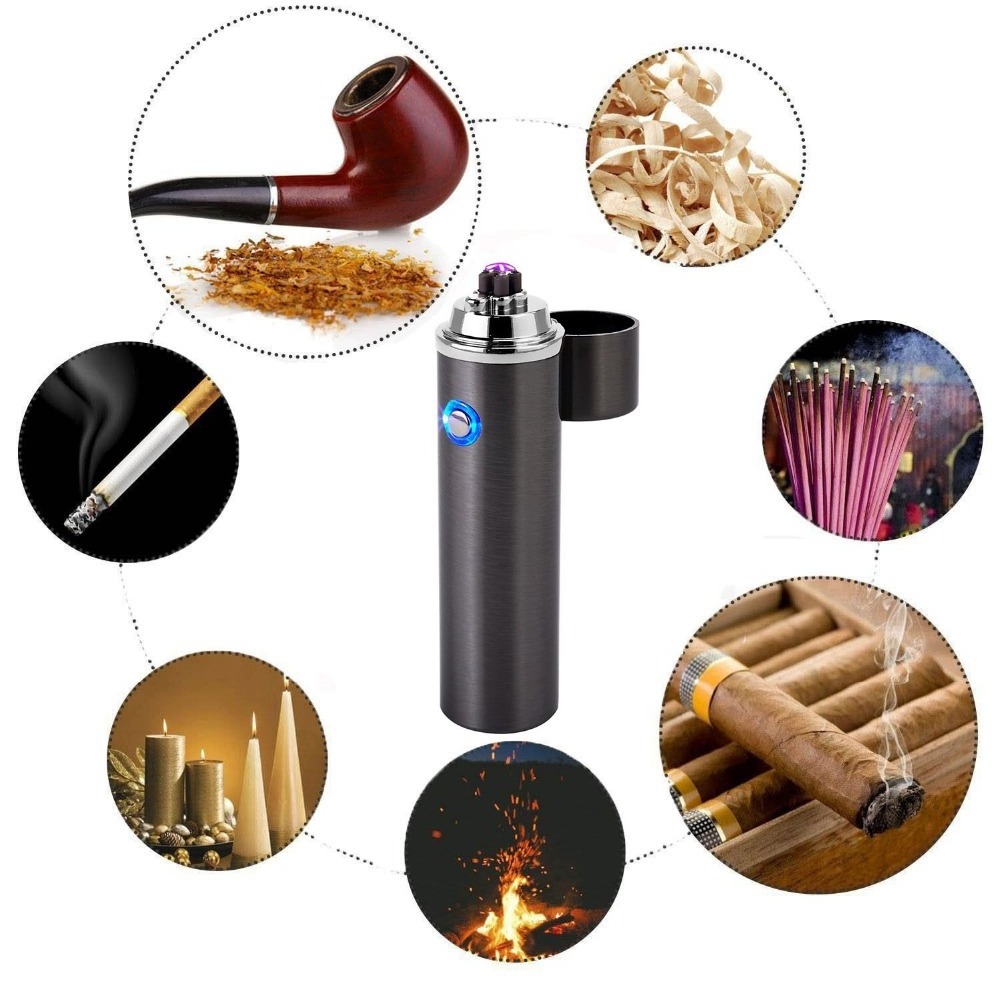 Hot Selling USB Rechargeable Torch Lighter Flameless Double Arc Plasma Cigar Lighters with Safety Lock