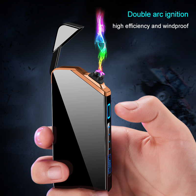 Custom Logo Windproof Electric Arc Lighter USB Plasma Rechargeable Lighter