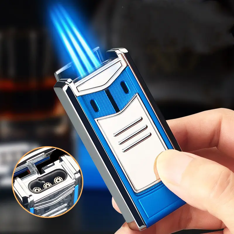 Flame Windproof Cigar Lighter Butane gas blow torch lighter for kitchen BBQ wholesale