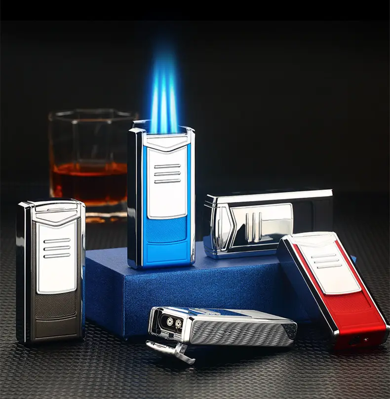 Flame Windproof Cigar Lighter Butane gas blow torch lighter for kitchen BBQ wholesale