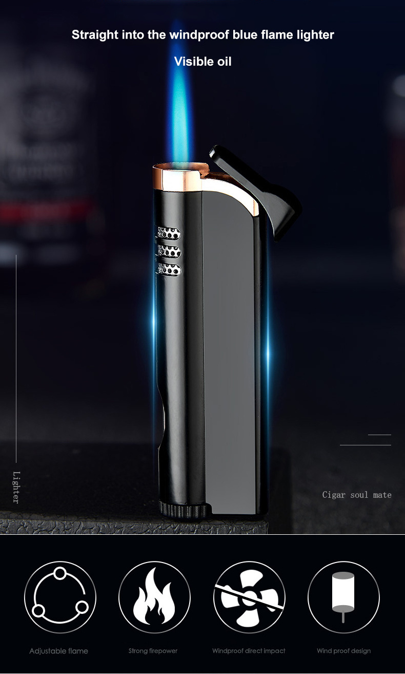 Custom Stylish Cool Windproof Promotional Torch Refillable Butane Gas Refill Gas Lighter