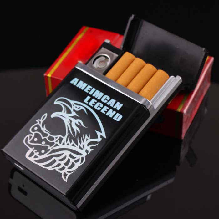 Hot selling product 2 in 1 aluminum alloy usb charged cigarette case lighter,custom lighter case for man