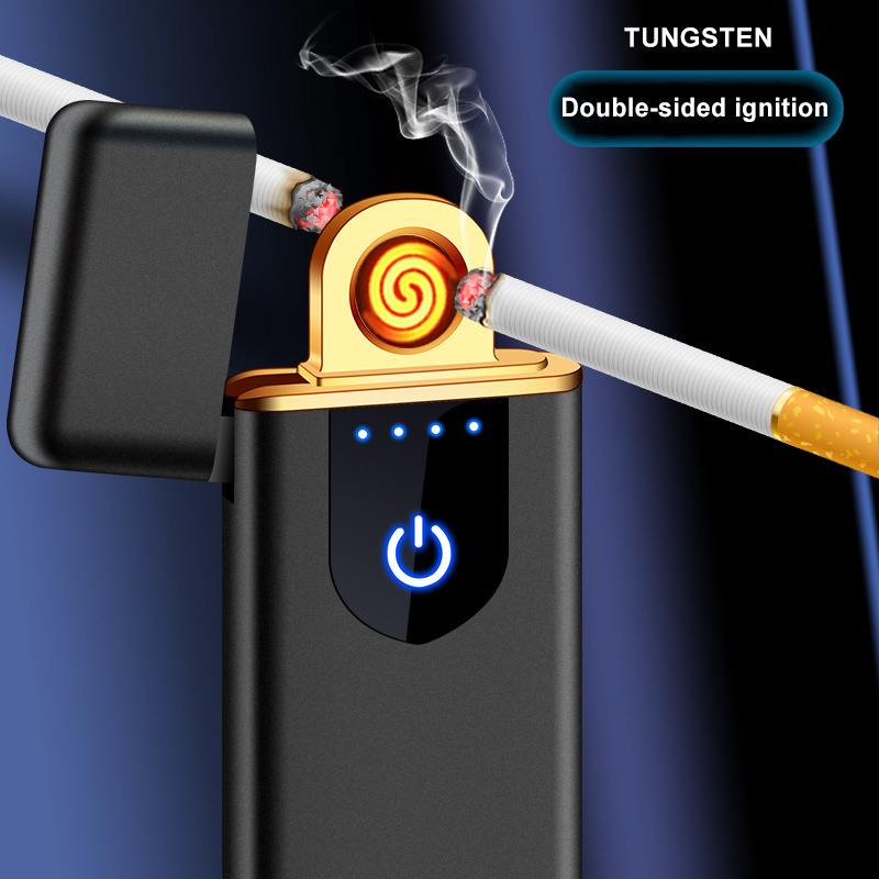 USB Charging Heat Coil Lighter, Creative Metal Windproof Electronic Fingerprint Induction Rechargeable Cigarette Lighter