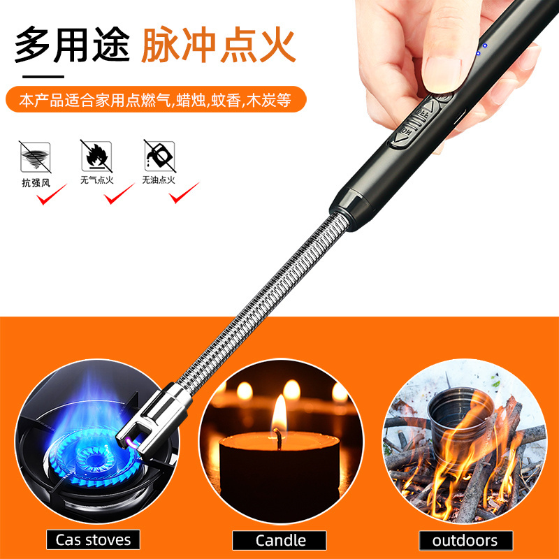 Long Stick USB C Charging Electric Candle Lighters Flexible Windproof Plasma Arc Lighters For Gifts DK-JL869