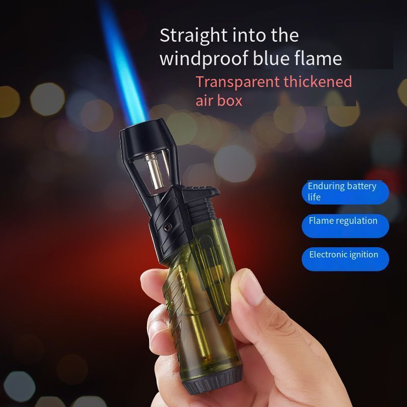 Straight into the blue flame inflatable windproof direct charge igniter gun outdoor lighter