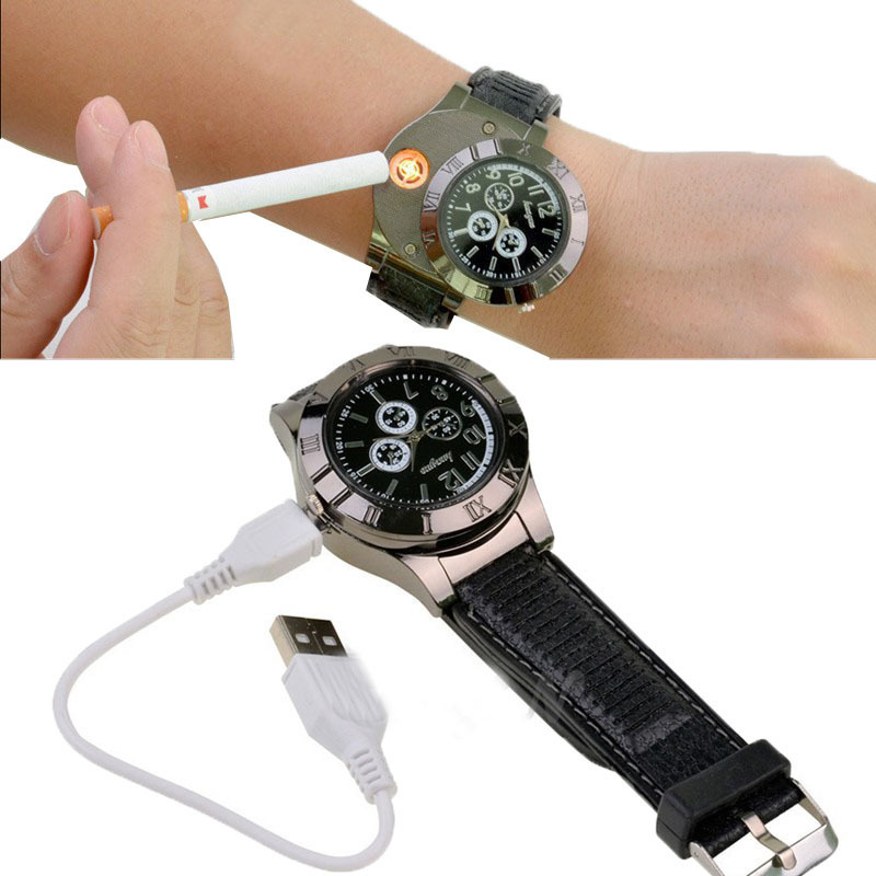 Creative Custom Cheap Watch Lighter Rechargeable Cigarette Clock Lighters for Christmas Gift