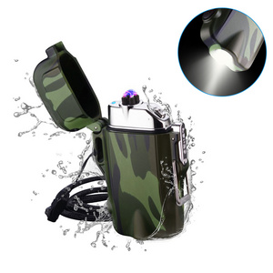 NEW Electronic Outdoor Waterproof Camping Lighter, USB Charging Double Arc Flashlight Lighters