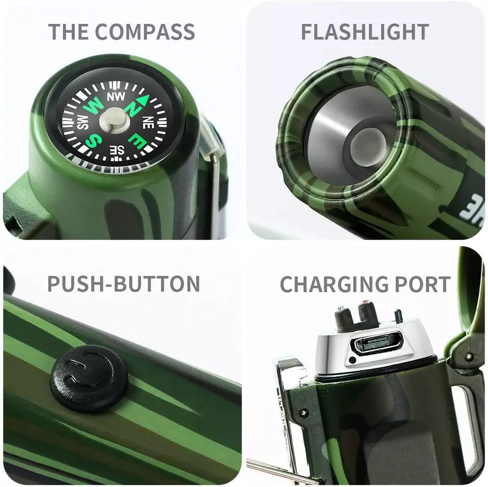 Newest windproof usb flameless lighters Beam Dual Arc Rechargeable Lighter usb lighter electronic flashlight for cigarette