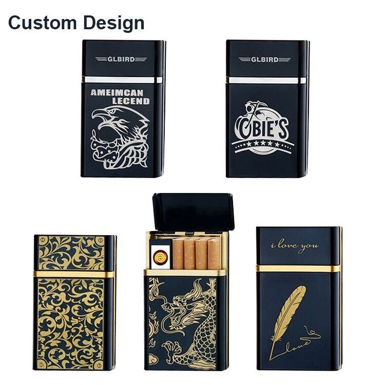 Hot selling product 2 in 1 aluminum alloy usb charged cigarette case lighter,custom lighter case for man