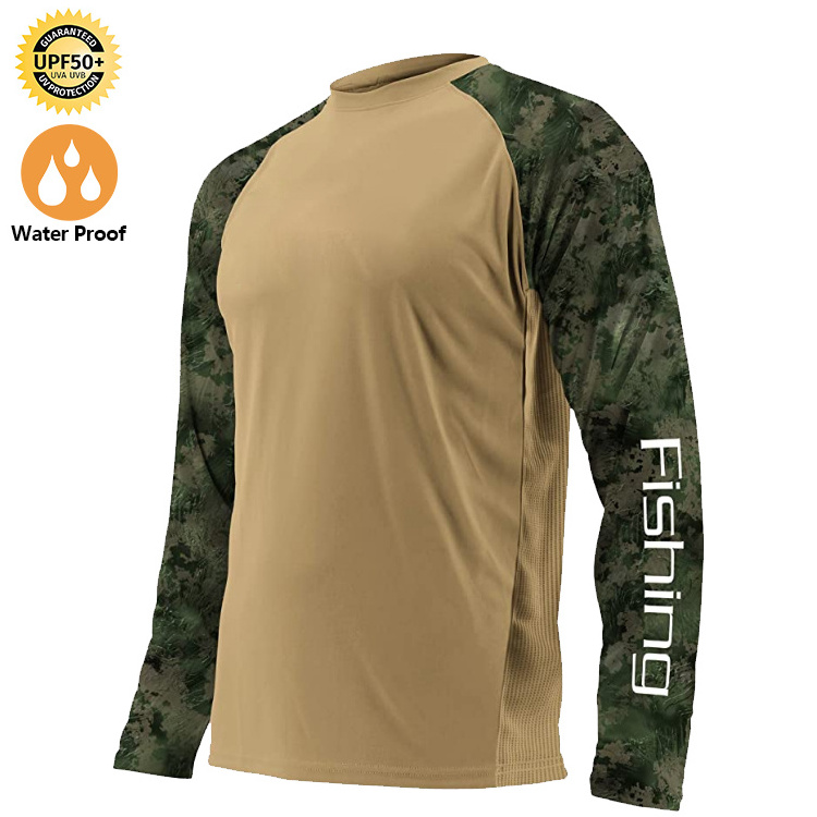 Custom Logo Upf 50+ Sun Protection Moisture Wicking Polyester Fishing wear Men's Long Sleeve Mesh Vented Uv Fishing Shirts