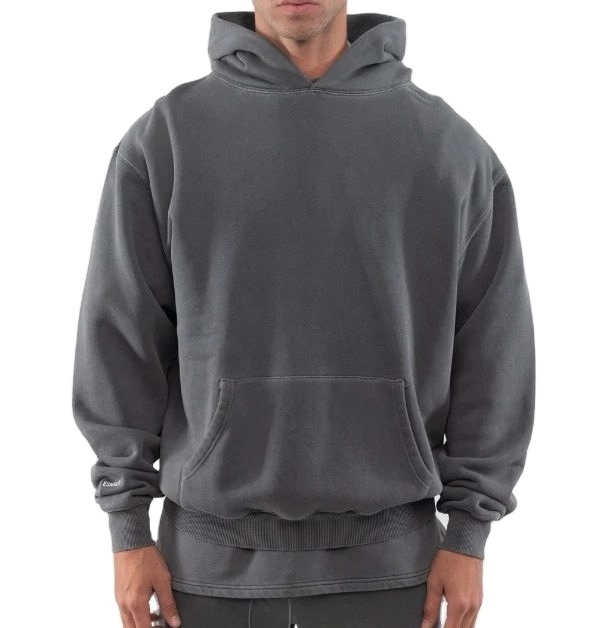 wholesale high quality oversize men plain dyed pullover heavyweight cotton acid wash custom men's hoodies 400gsm