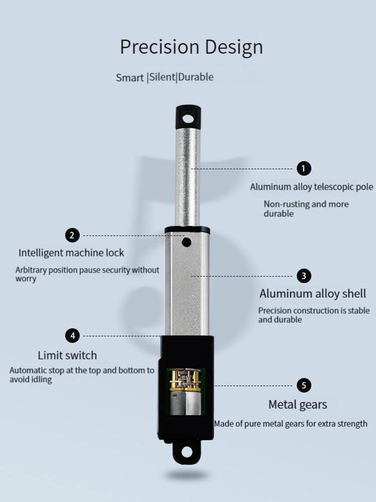 24V 12V 6V DC advanced DC motor micro linear actuator 30mm 50mm 75mm 100mm 150mm customized stroke