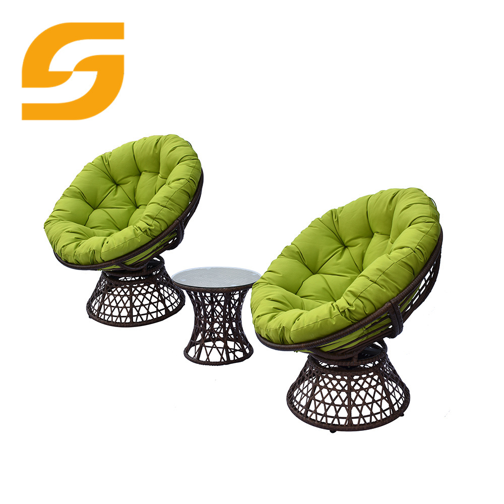 SUNLINK Luxury Restaurant Accent Barrel Chair Swivel Hotel Outdoor Ergonomic Rattan Base Lounge Papasan Leisure Chairs Set