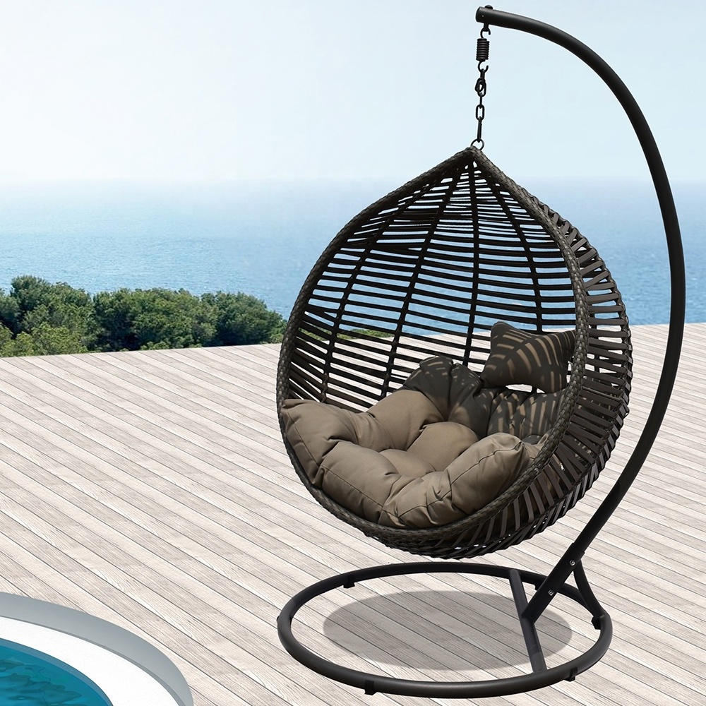 SUNLINK Elegant Hotel Outdoor Furniture Rattan Hanging Swing Convenient Hanging Egg Chair With Cushion