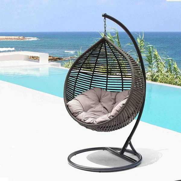 SUNLINK Elegant Hotel Outdoor Furniture Rattan Hanging Swing Convenient Hanging Egg Chair With Cushion