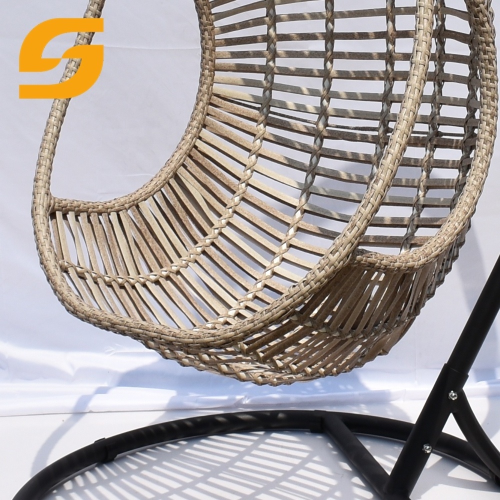 SUNLINK Luxury Outdoor Patio White Cushion Hanging Hammock Swing Egg Chair With Stand