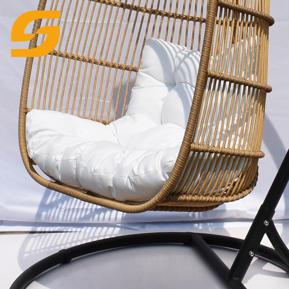 SUNLINK Modern Indoors Living Room Bedroom Soft Hanging Swing Rattan Garden Chair With Stand And Cushion